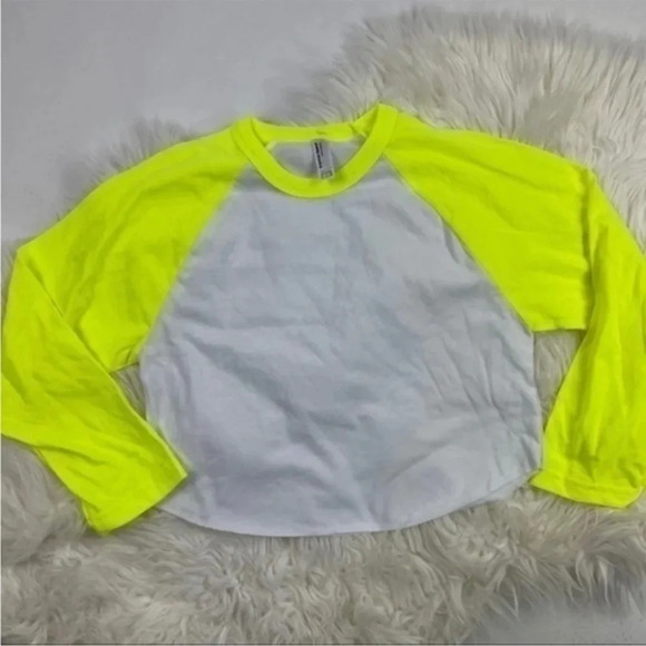 New American Apparel Crop Raglan Tee Shirt White - Picture 1 of 6